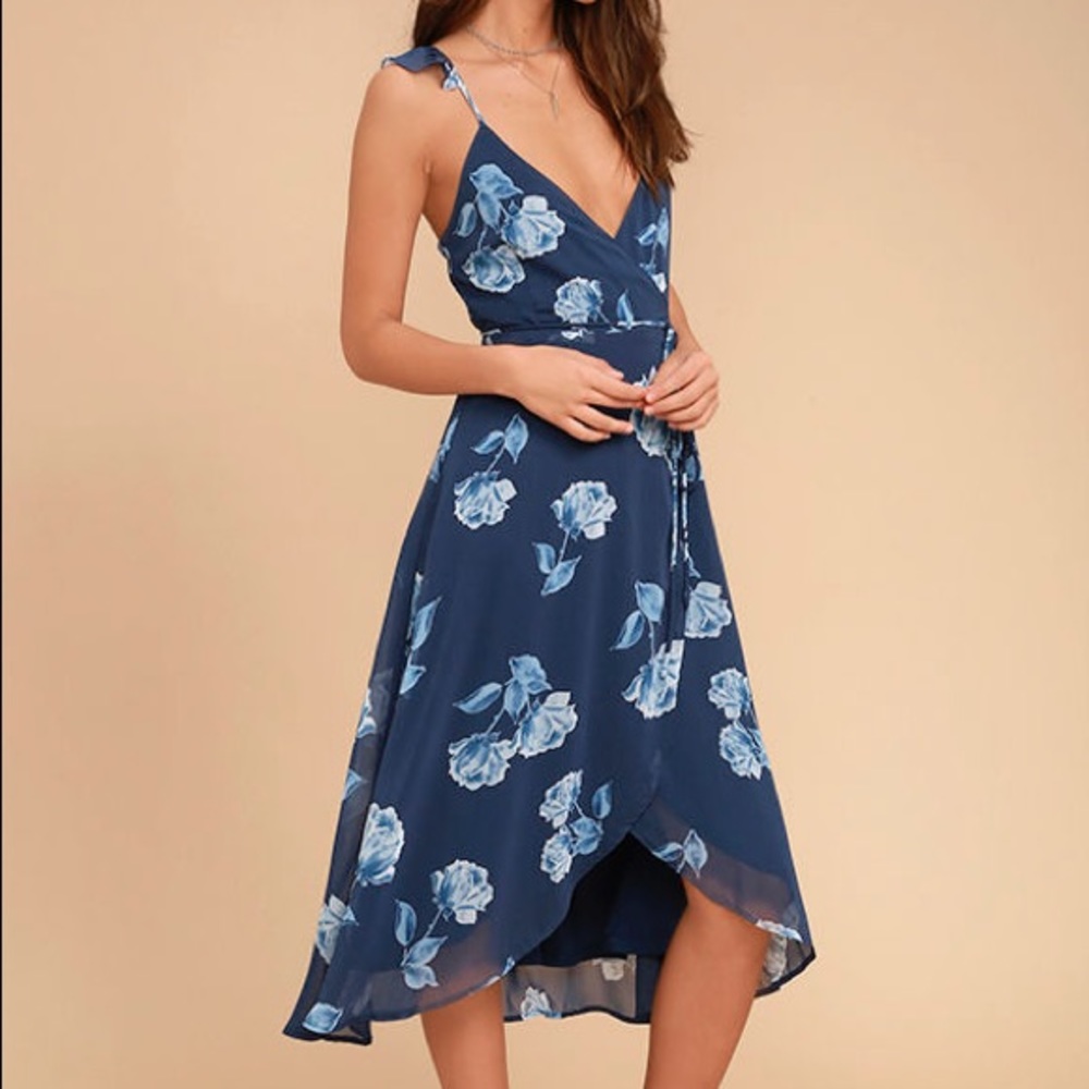 LULUS One Desire Floral Print Wrap Dress